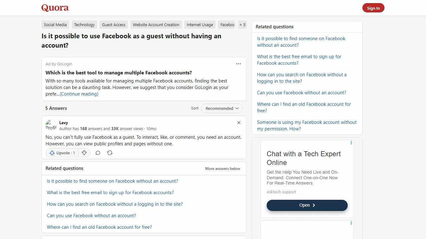 Is it possible to use Facebook as a guest without having an account? - Quora
